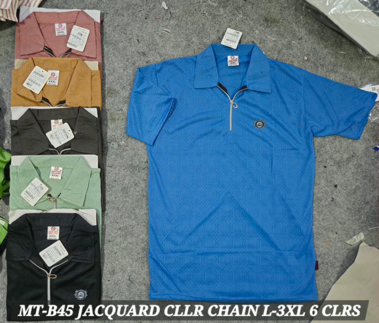 GEN-DEN Men's Jacquard Collar Chain T-Shirt